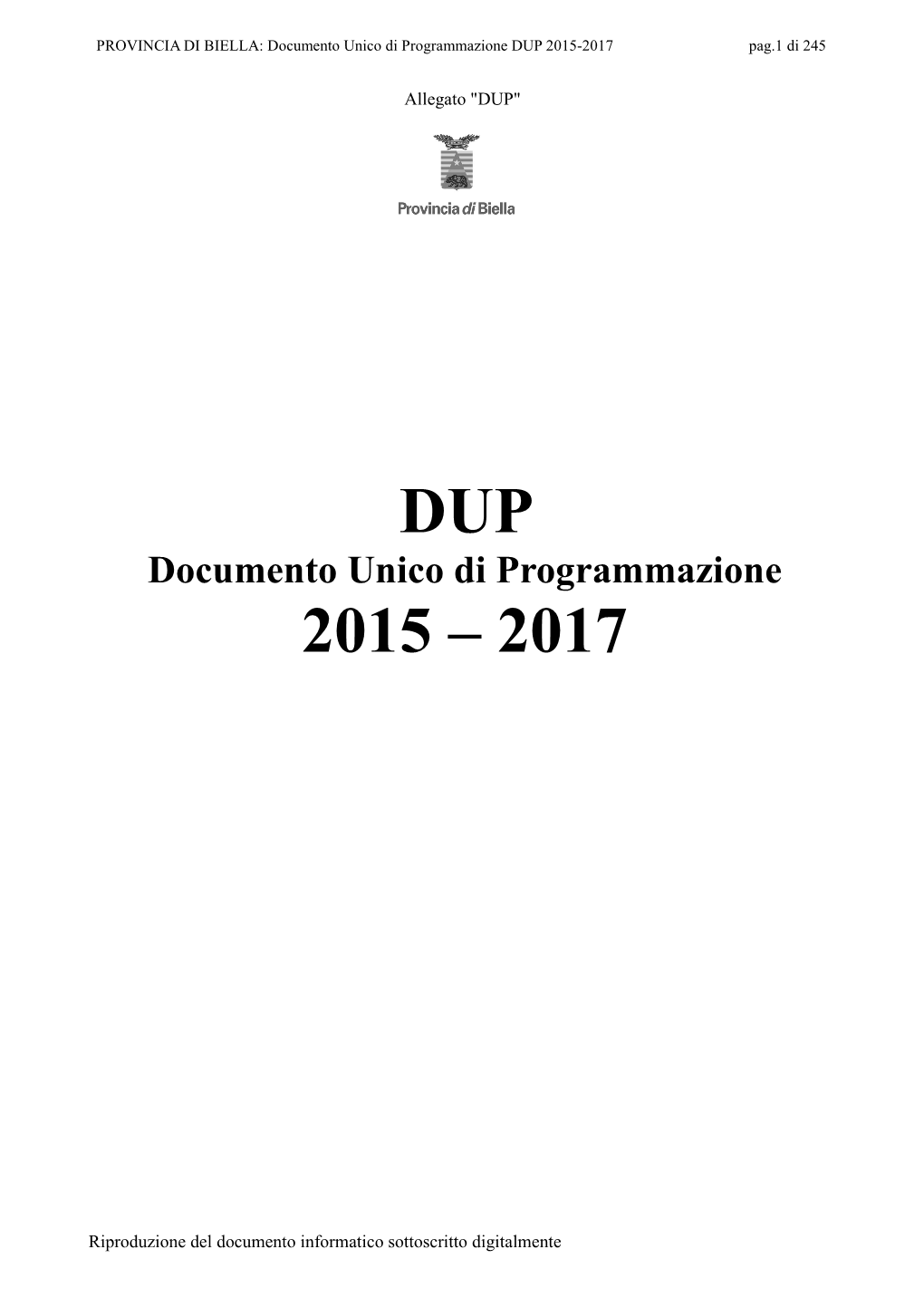 DUP 2015-2017 Pag.1 Di 245