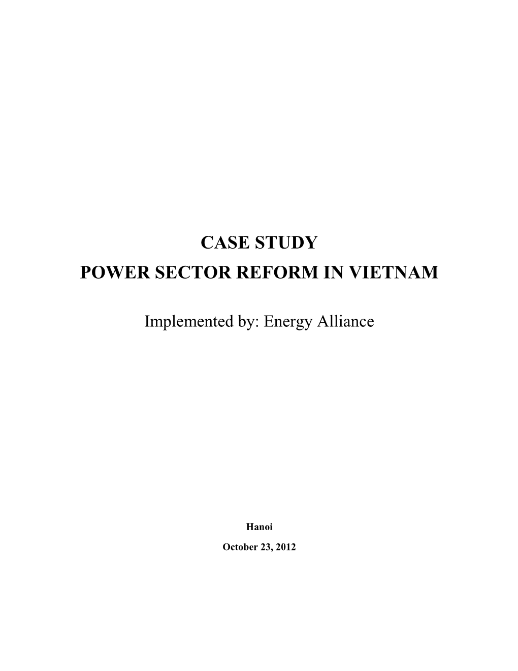 Case Study Power Sector Reform in Vietnam