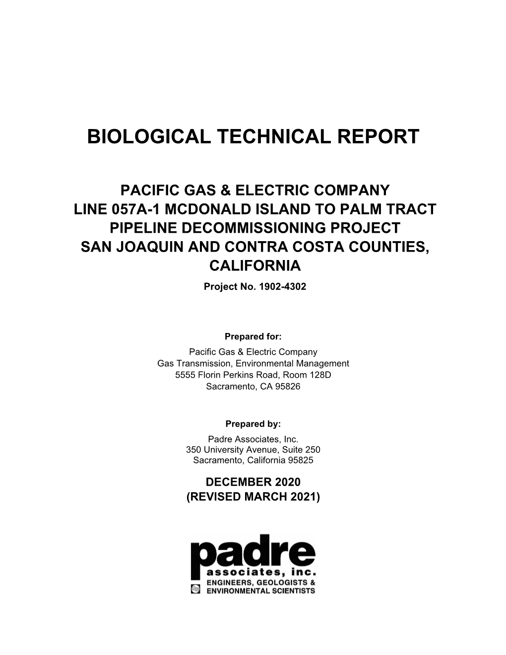 PG&E L-057A-1 Decommissioning Biological Resources Report