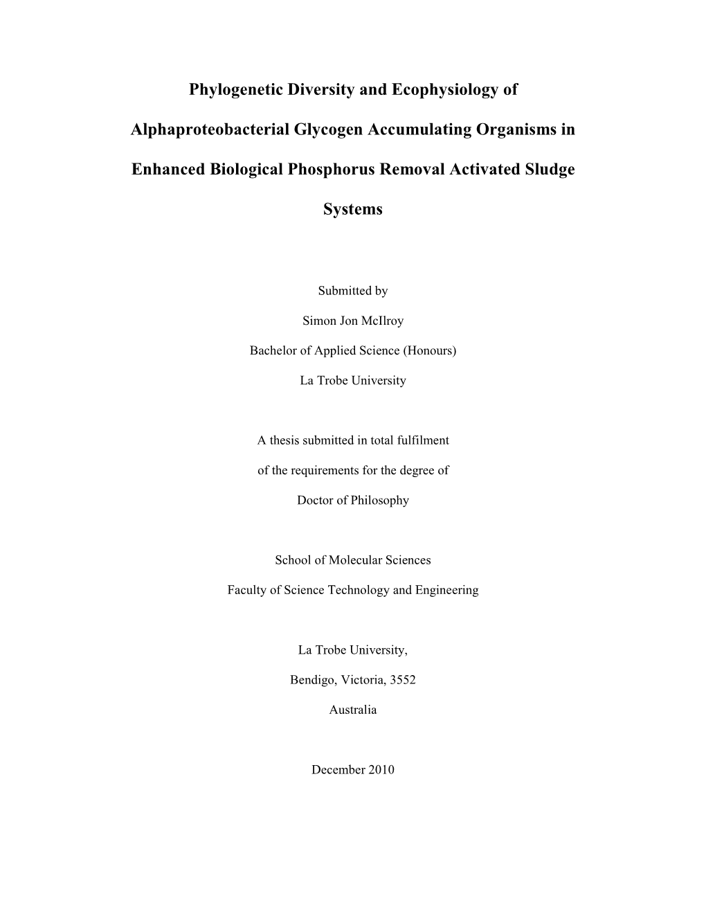 Phylogenetic Diversity and Ecophysiology Of