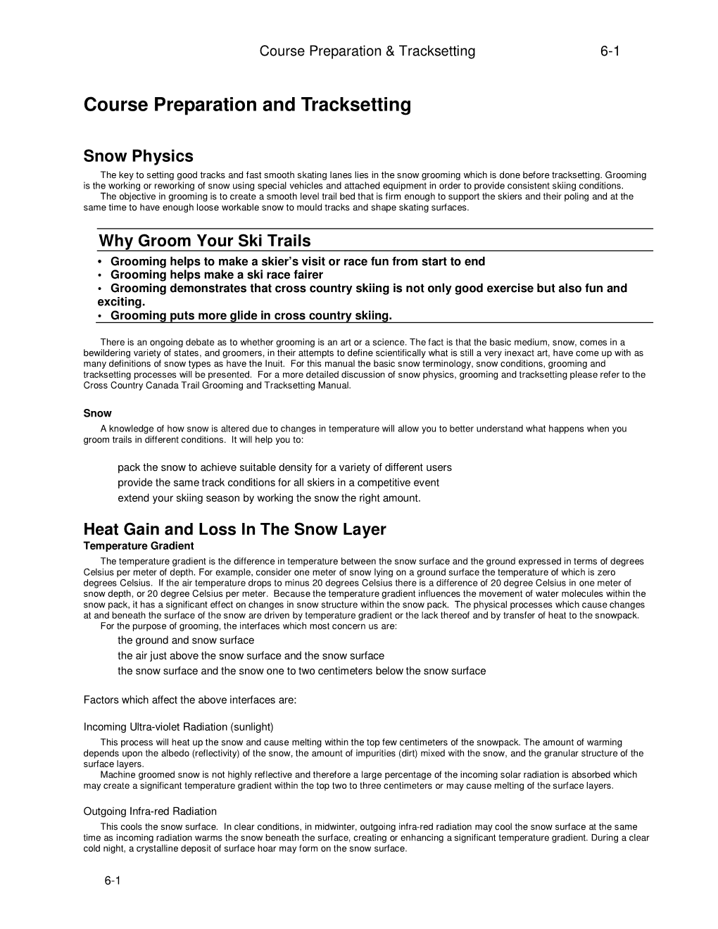 Course Preparation and Tracksetting