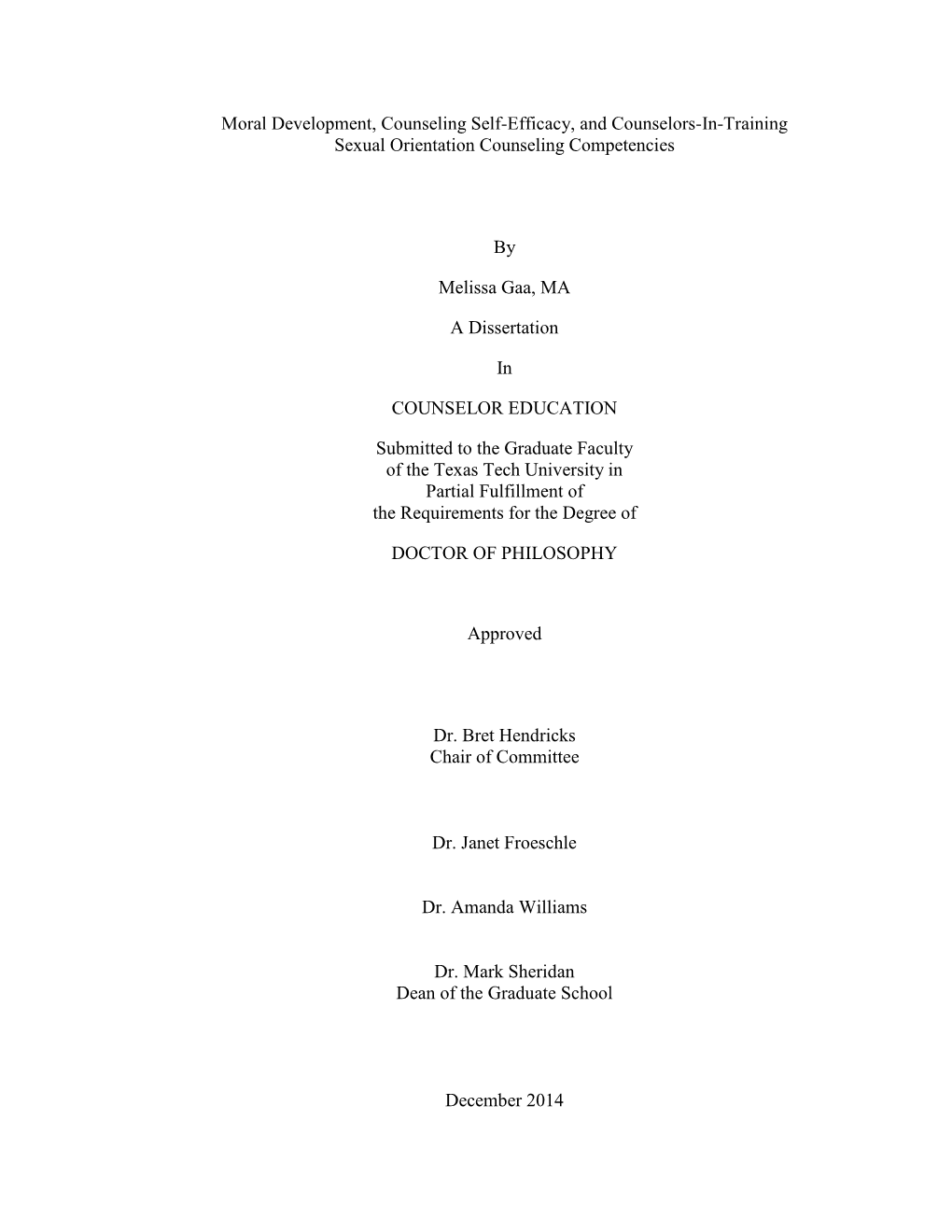 Moral Development, Counseling Self-Efficacy, and Counselors-In-Training Sexual Orientation Counseling Competencies