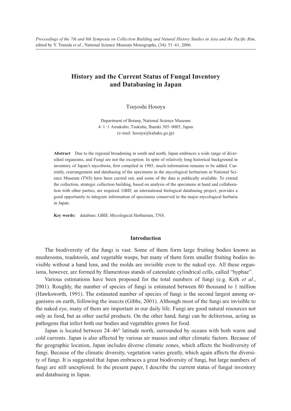 History and the Current Status of Fungal Inventory and Databasing in Japan