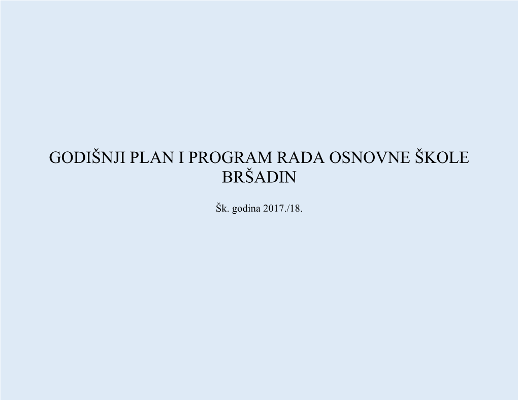 Godišnji Plan I Program Osnovne Škole Bršadin
