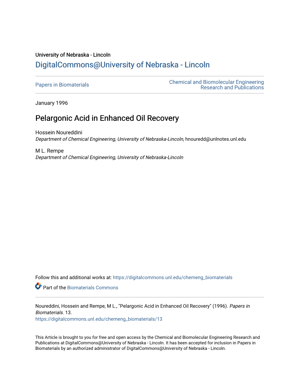 Pelargonic Acid in Enhanced Oil Recovery