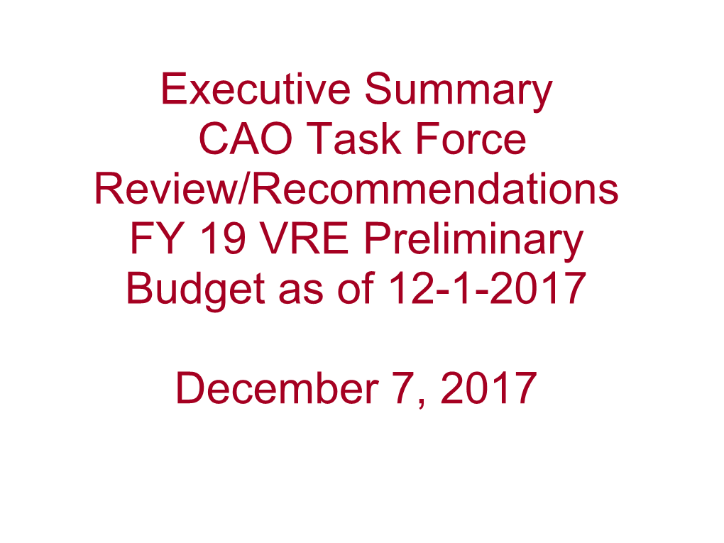 CAO Task Force Executive Summary