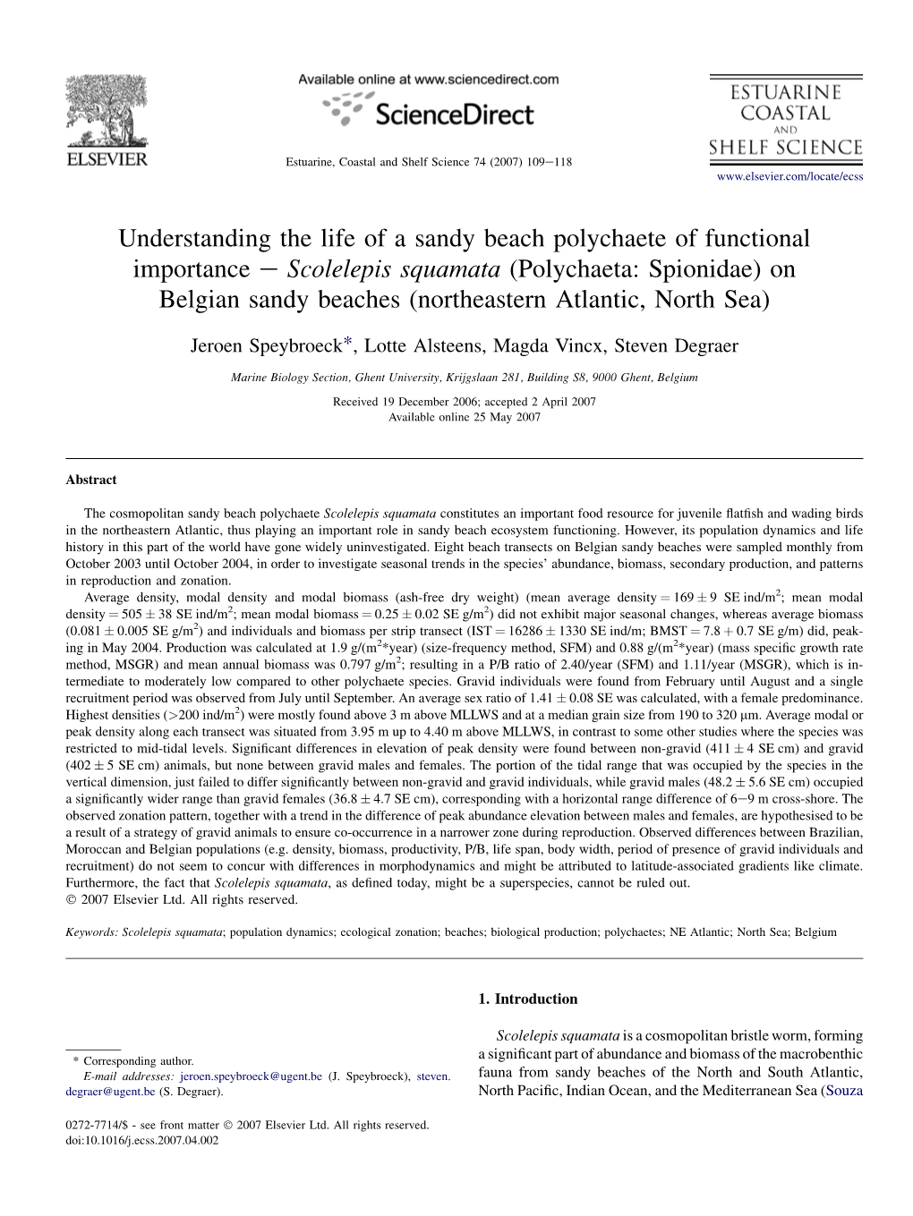 Understanding the Life of a Sandy Beach Polychaete of Functional