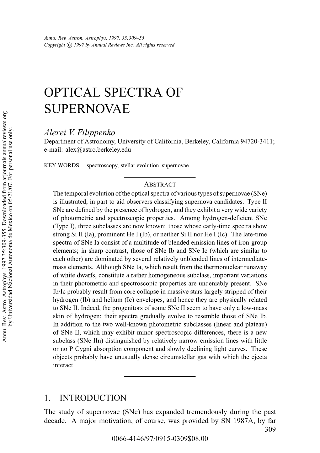 Optical Spectra of Supernovae
