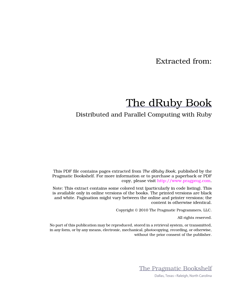 The Druby Book Distributed and Parallel Computing with Ruby