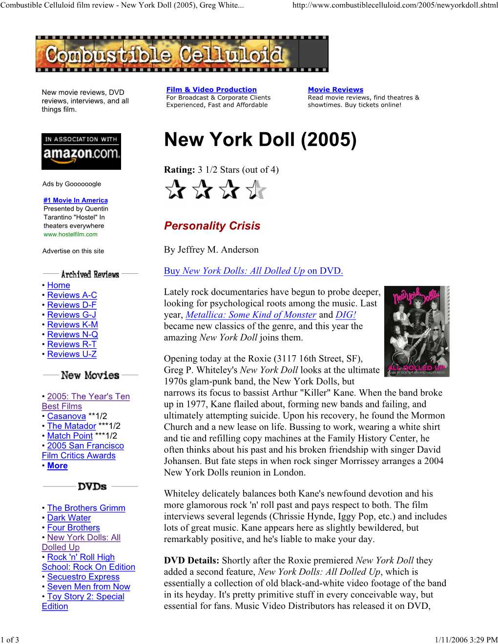 Combustible Celluloid Film Review - New York Doll (2005), Greg White