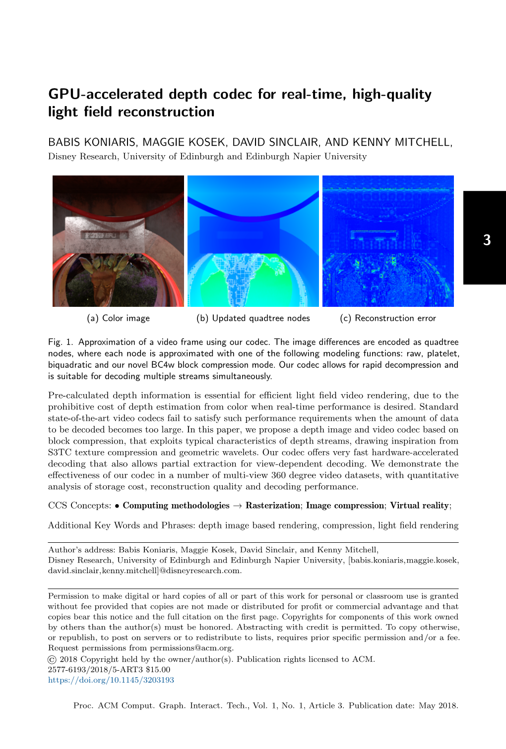 GPU-Accelerated Depth Codec for Real-Time, High-Quality Light Field Reconstruction