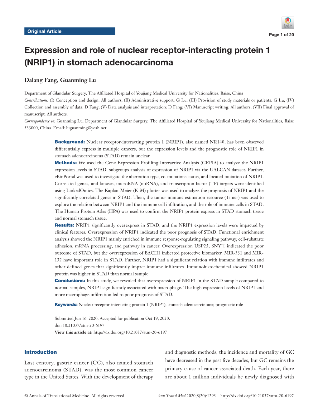 In Stomach Adenocarcinoma