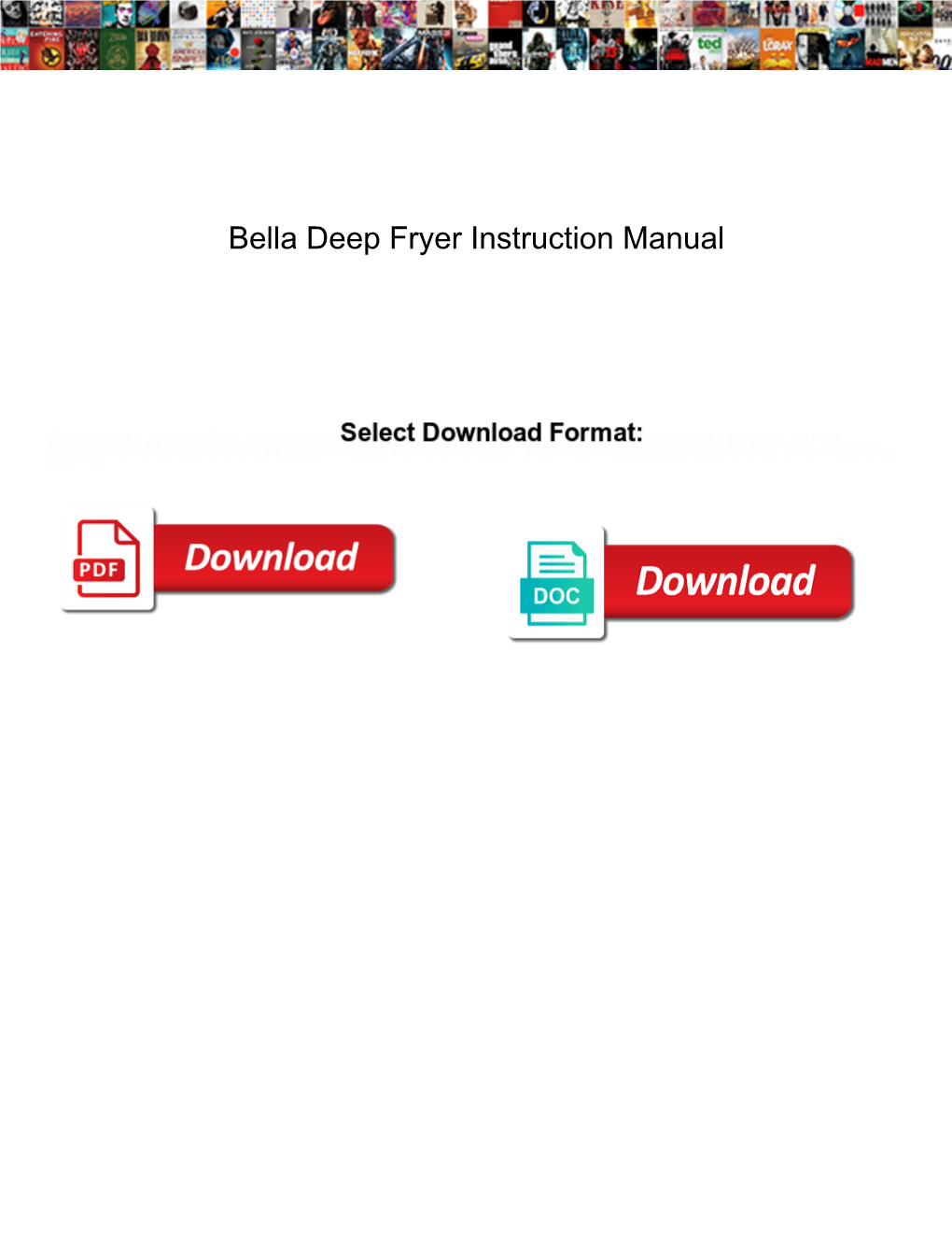 Bella Deep Fryer Instruction Manual