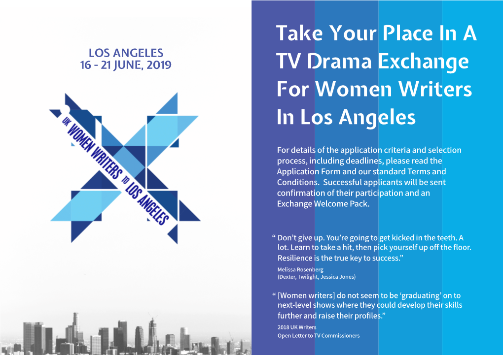 Take Your Place in a TV Drama Exchange for Women Writers In