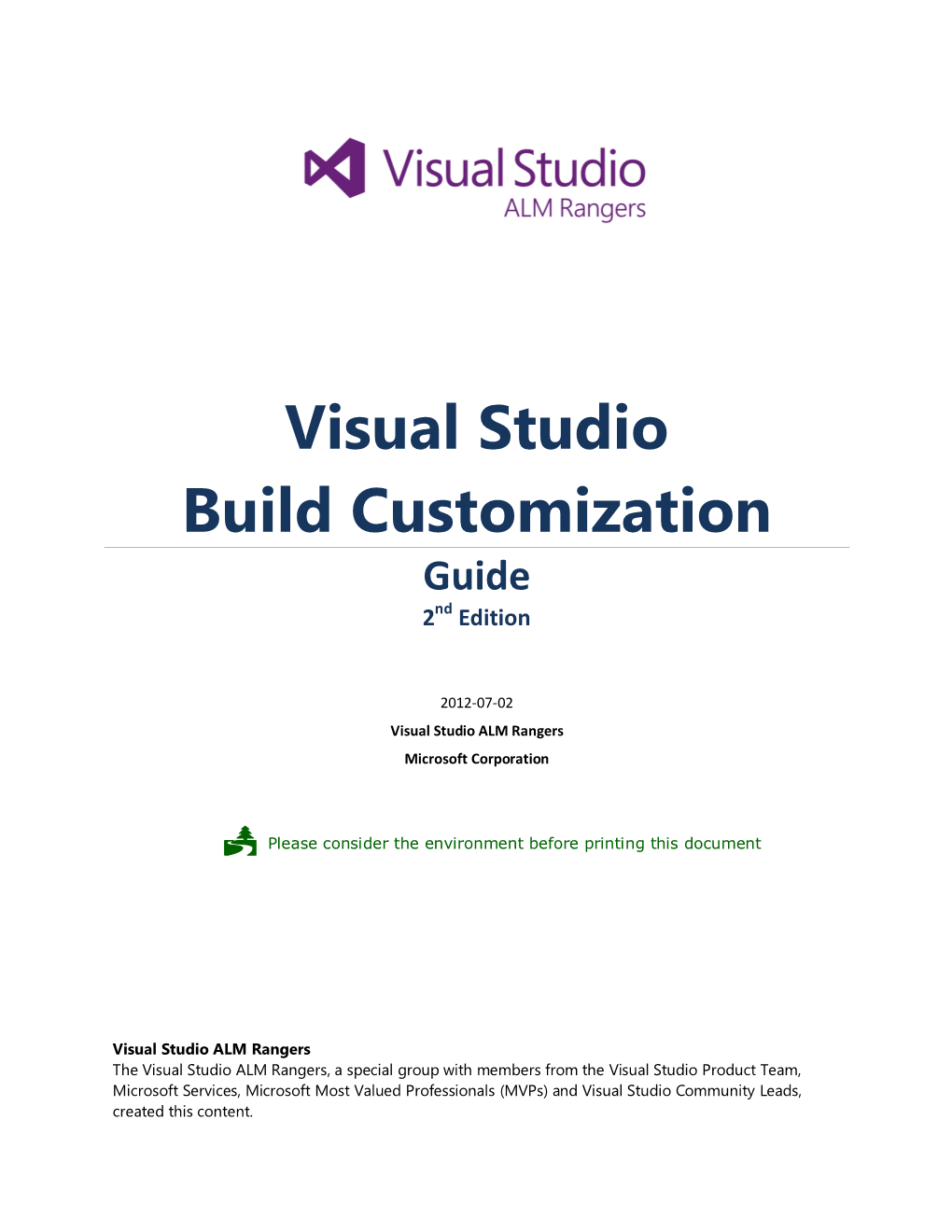 Visual Studio Build Customization Guide 2Nd Edition
