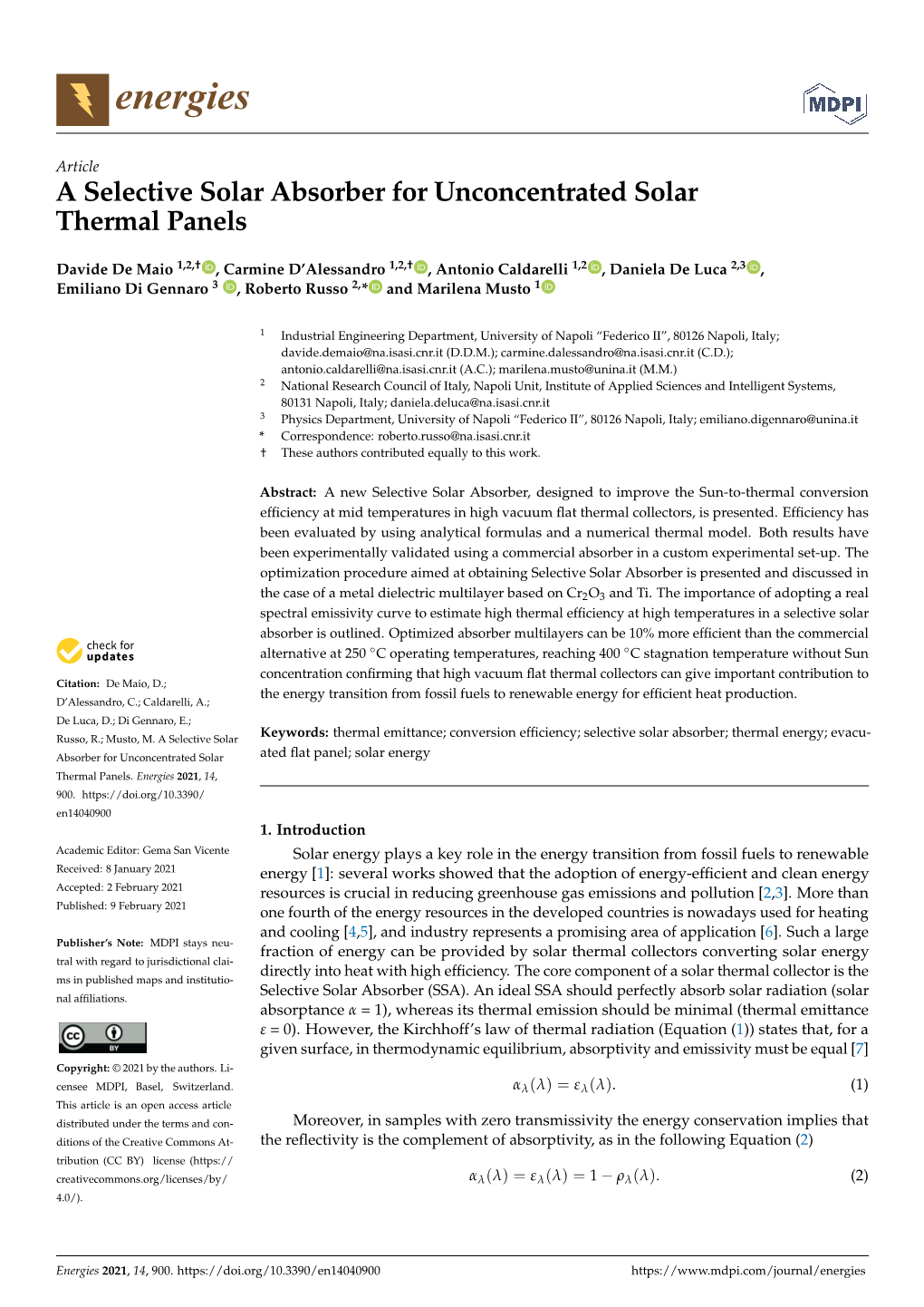 A Selective Solar Absorber for Unconcentrated Solar Thermal Panels