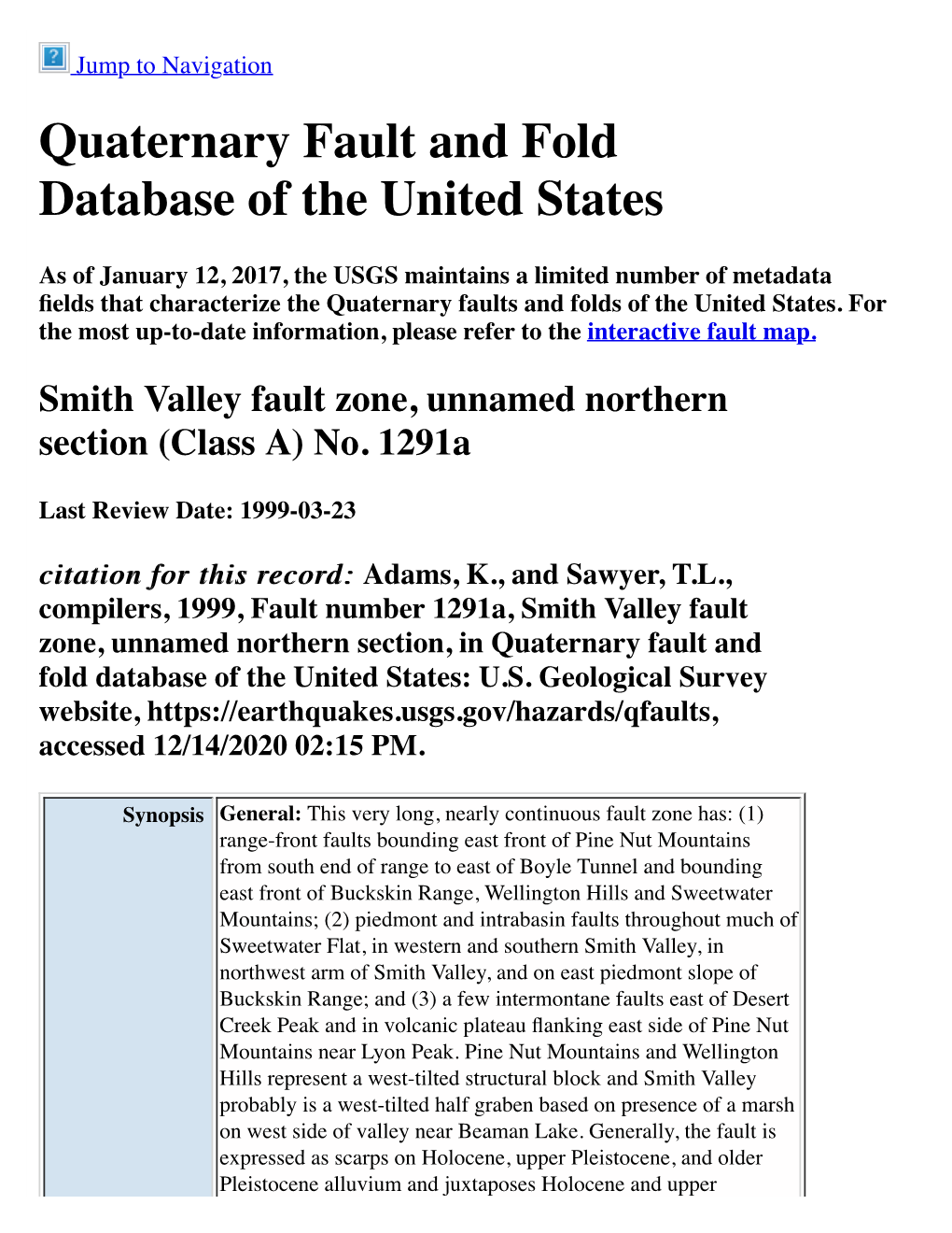 Quaternary Fault and Fold Database of the United States