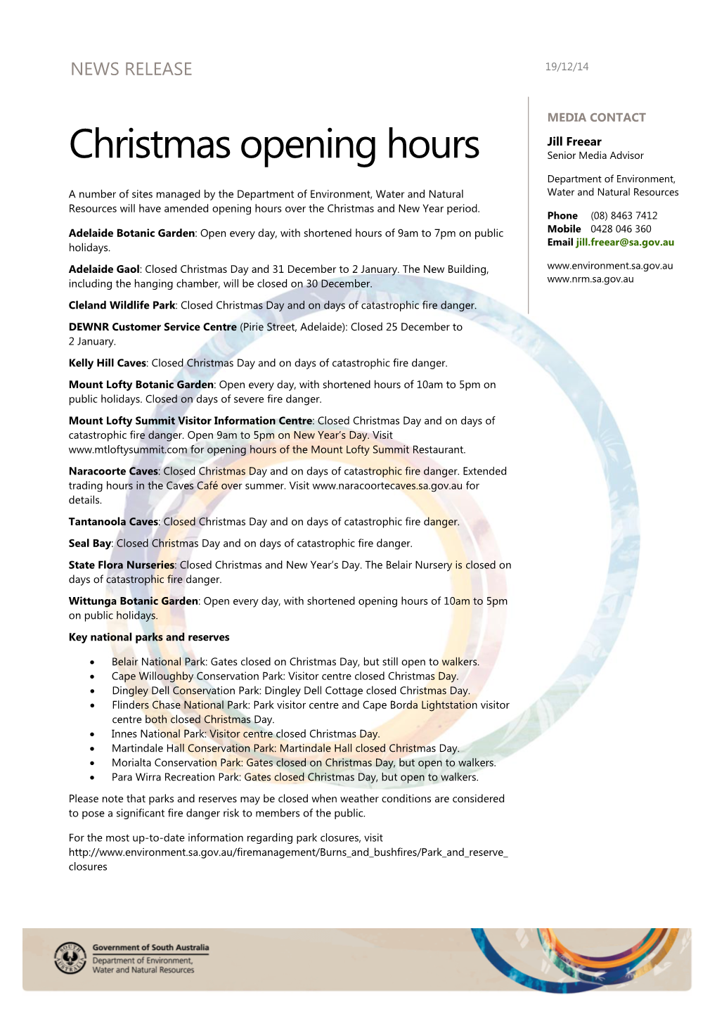 Christmas Opening Hours