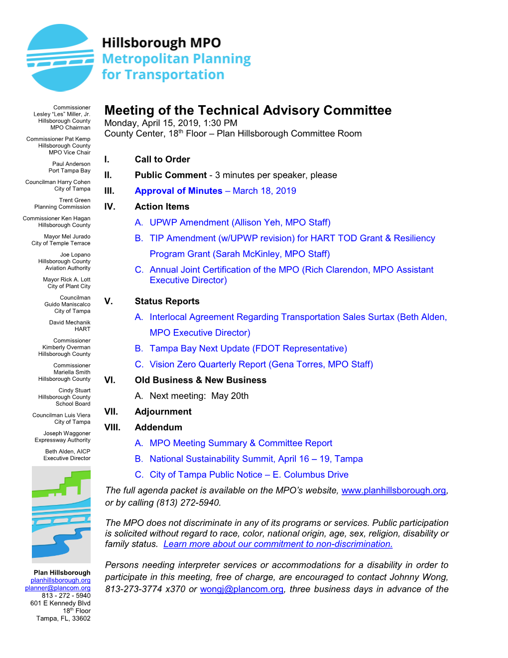 Meeting of the Technical Advisory Committee