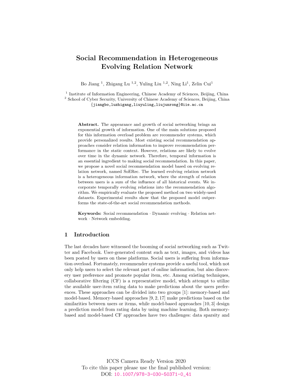 Social Recommendation in Heterogeneous Evolving Relation Network