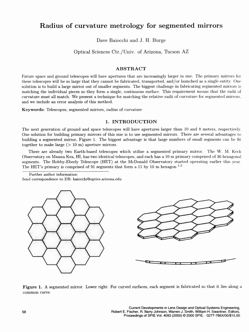 Radius of Curvature Metrology for Segmented Mirrors