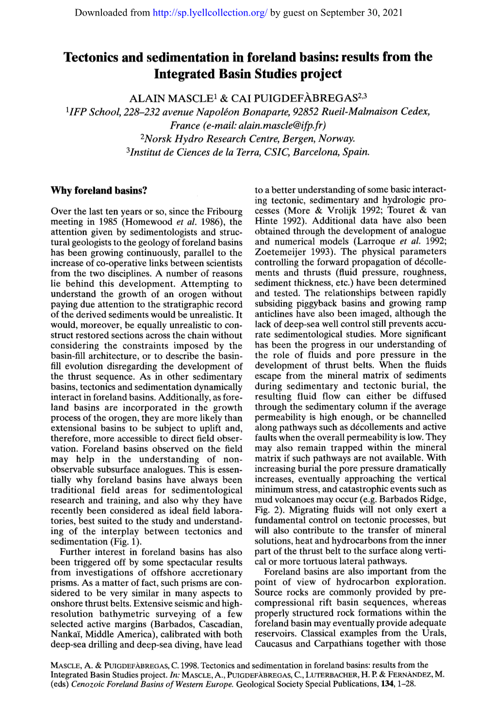 Tectonics and Sedimentation in Foreland Basins: Results from the Integrated Basin Studies Project