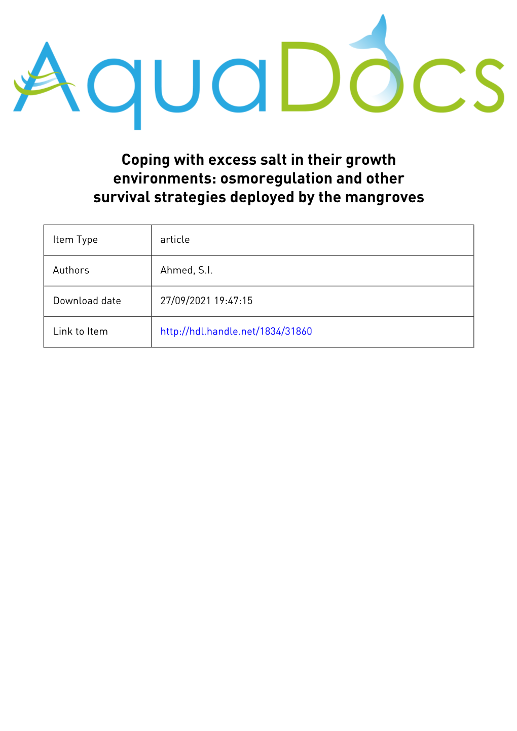 Osmoregulation and Other Survival Strategies Deployed by the Mangroves