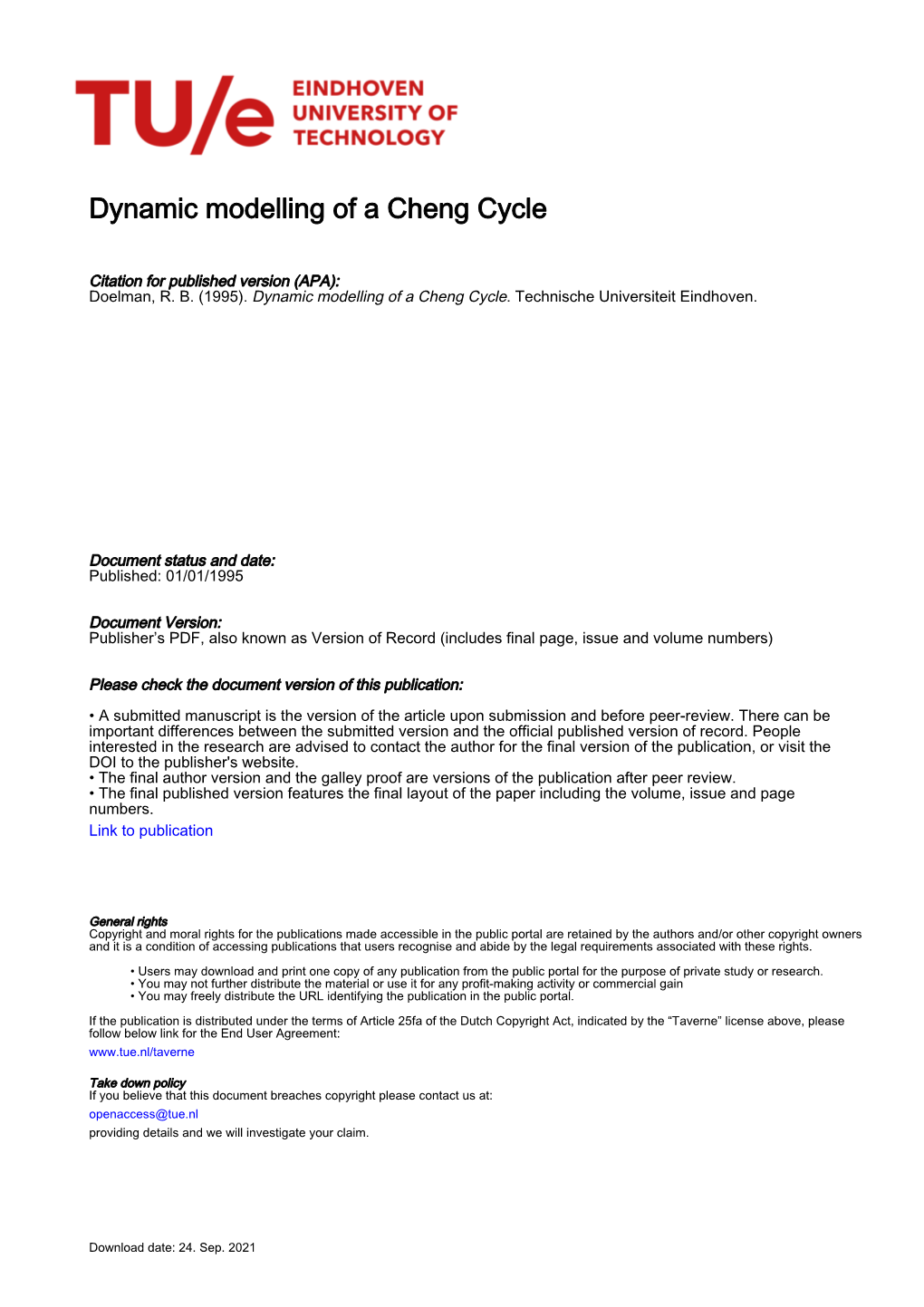 Dynamic Modelling of a Cheng Cycle