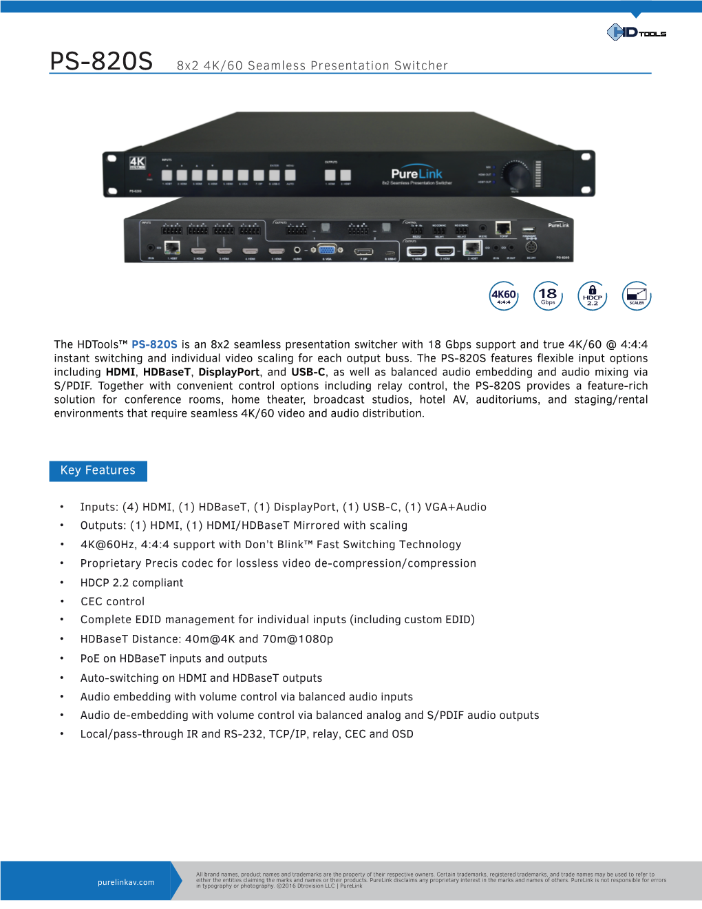 Purelink Product Sheet PS-820S
