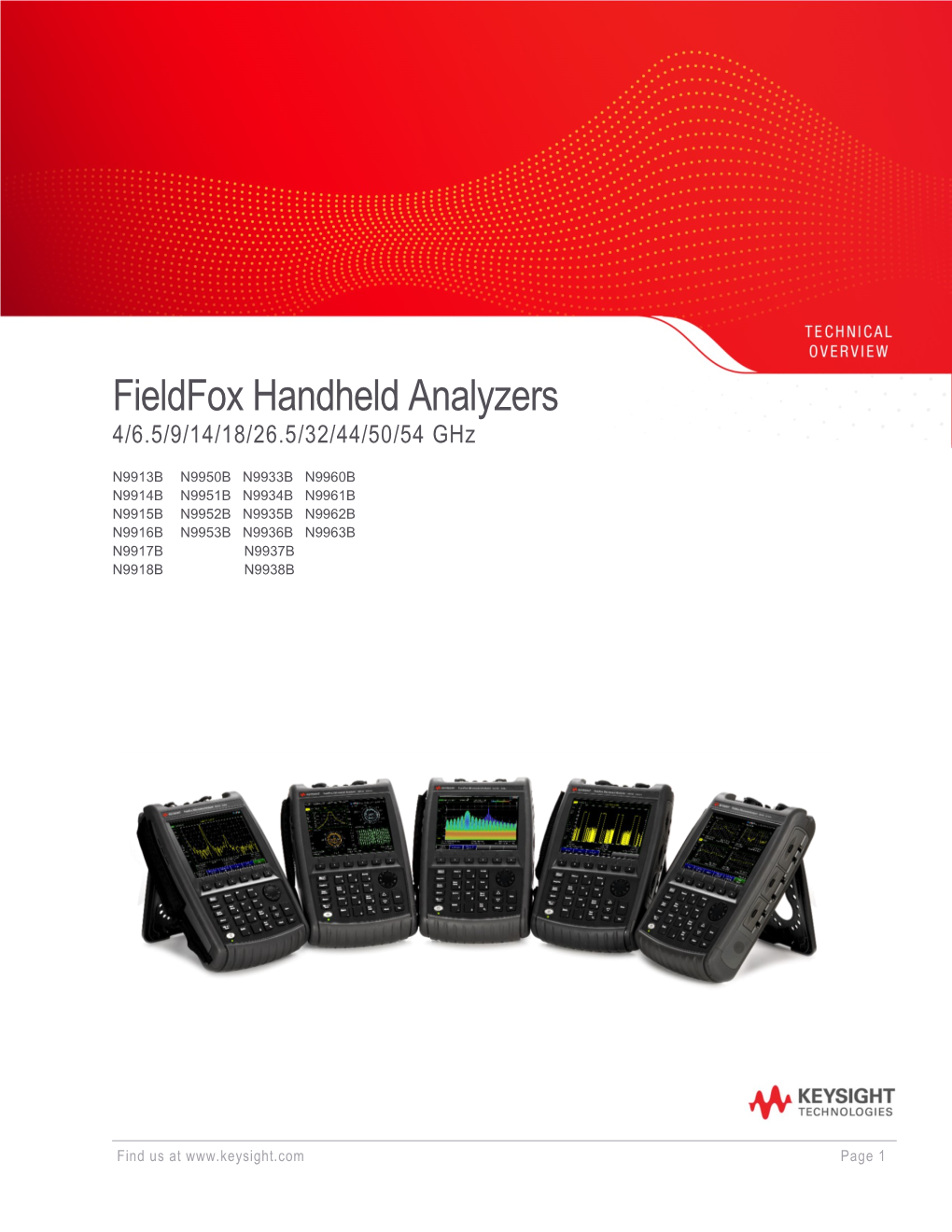 Fieldfox Handheld Analyzers 4/6.5/9/14/18/26.5/32/44/50/54 Ghz