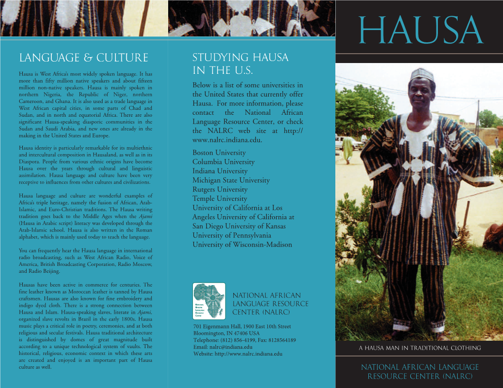 Hausa Language & Culture Studying Hausa in the U.S