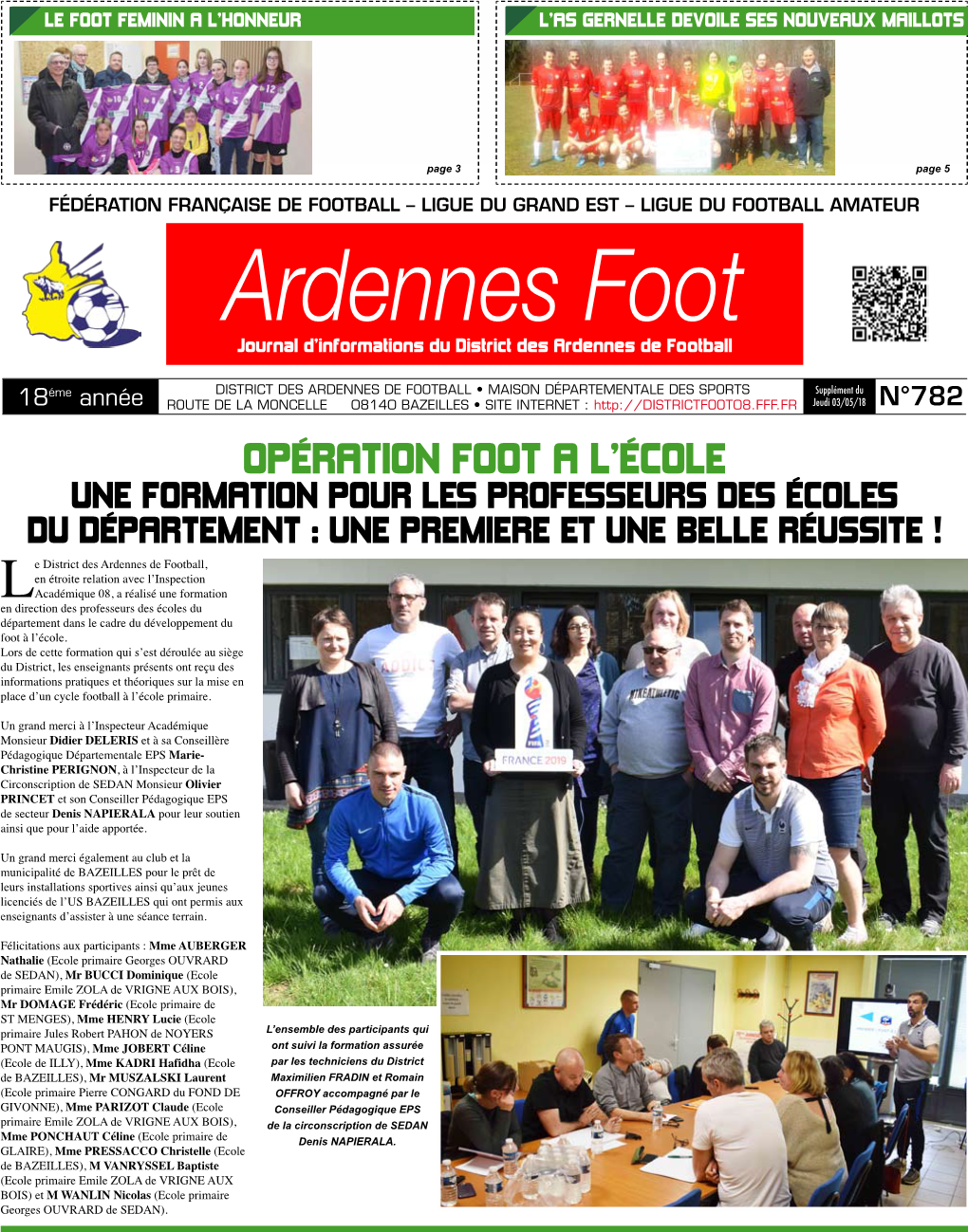 Ardennes Foot Journal D’Informations Du District Des Ardennes De Football