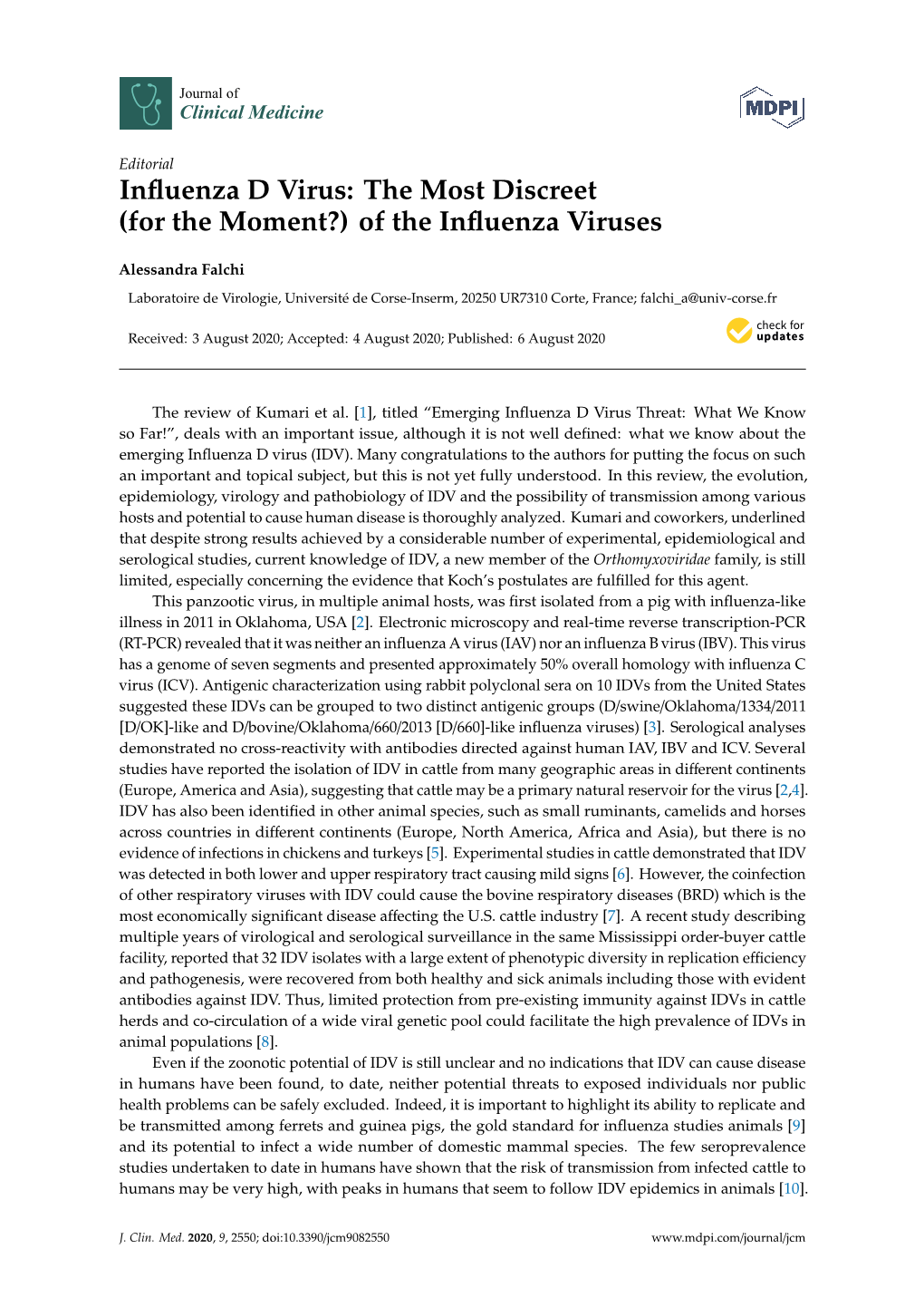 Influenza D Virus: the Most Discreet (For the Moment?)