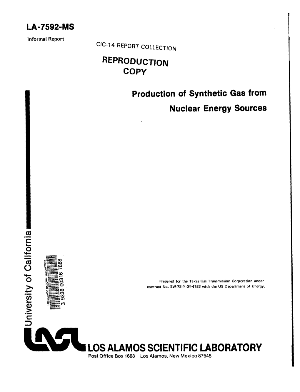 L%%LOSALAMOSSCIENTIFICLABORATORY Post Office Box 1663 Los Alamos