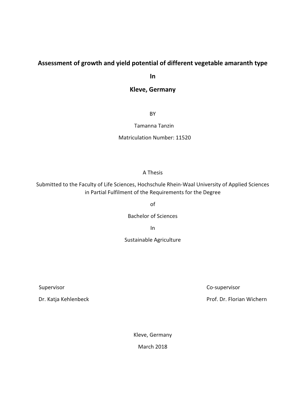 Assessment of Growth and Yield Potential of Different Vegetable Amaranth Type In