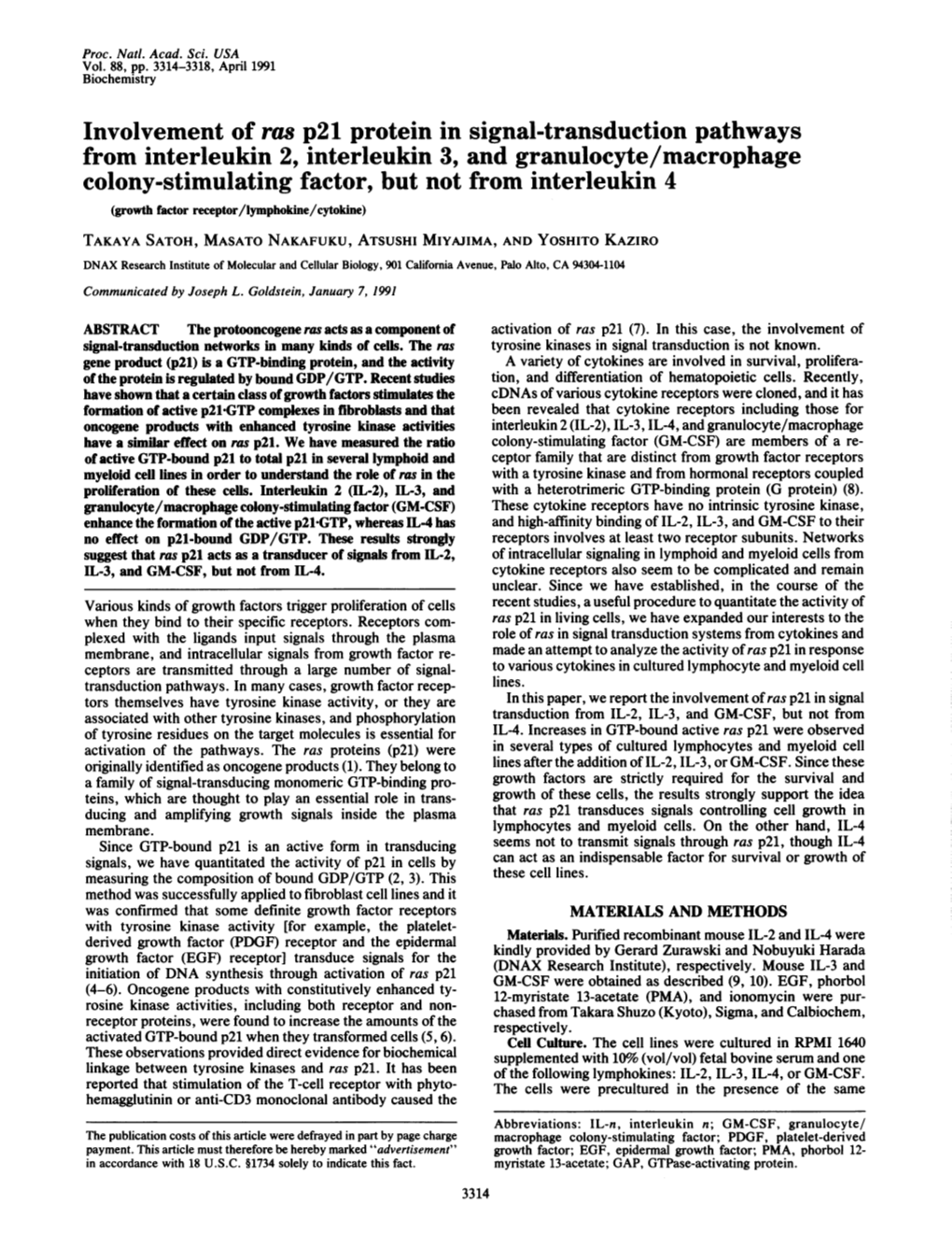 Involvement of Ras P21 Protein in Signal-Transduction Pathways from Interleukin 2, Interleukin 3, and Granulocyte/Macrophage Colony-Stimulating Factor, but Not from Interleukin 4