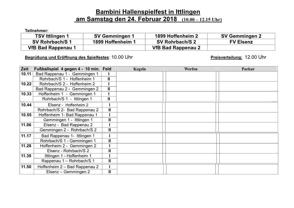 Bambini Spielfest Des Vfb Eppingen Am 01