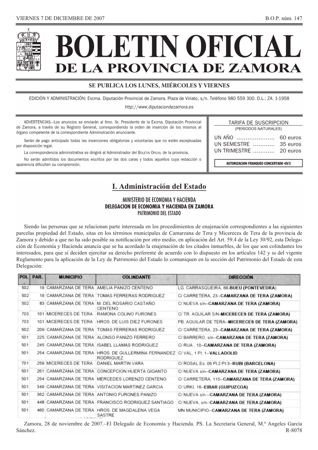 Boletin Oficial De La Provincia De Zamora