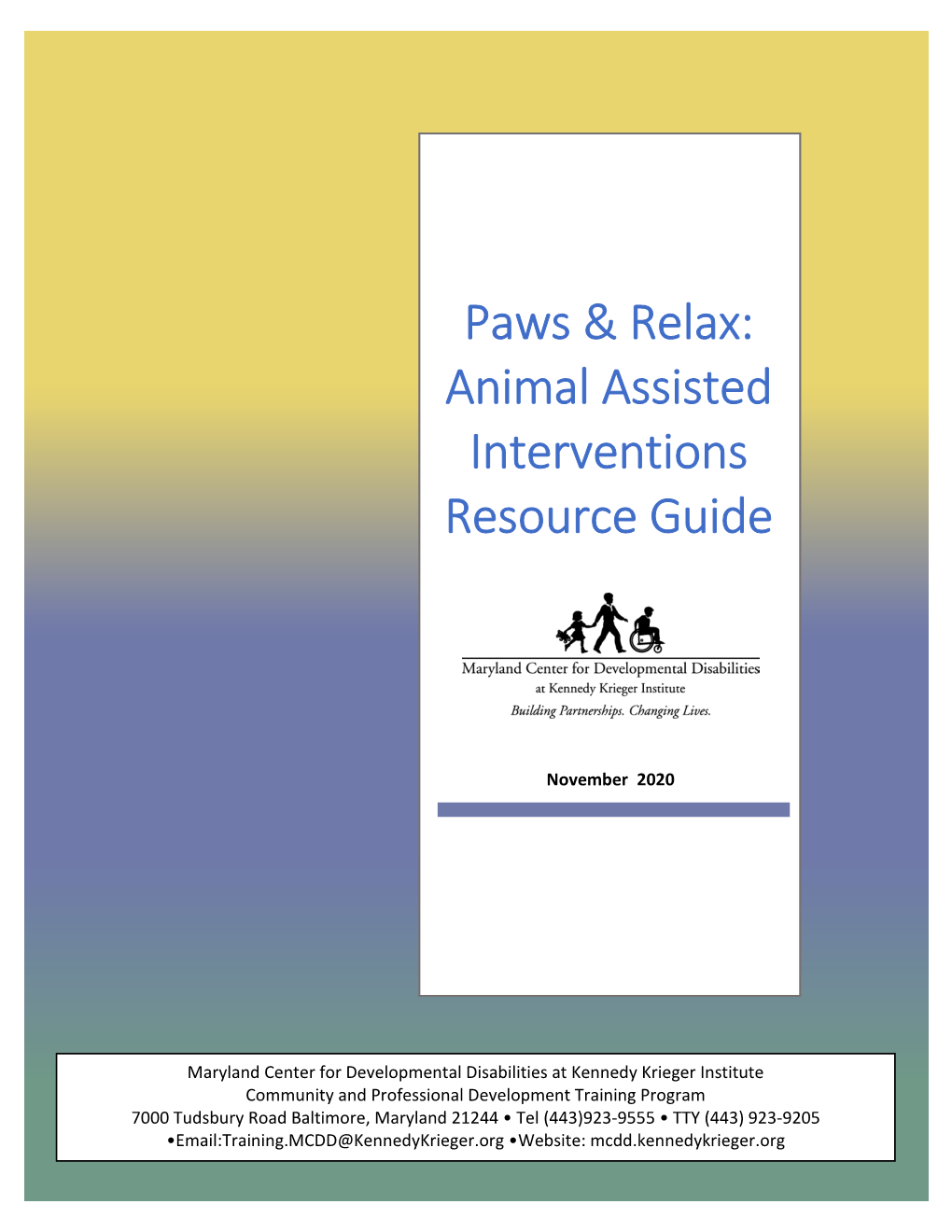 Paws & Relax: Animal Assisted Interventions Resource Guide