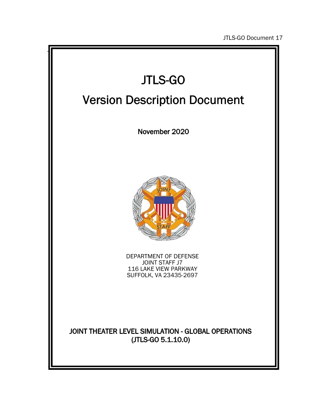 JTLS-GO Version Description Document