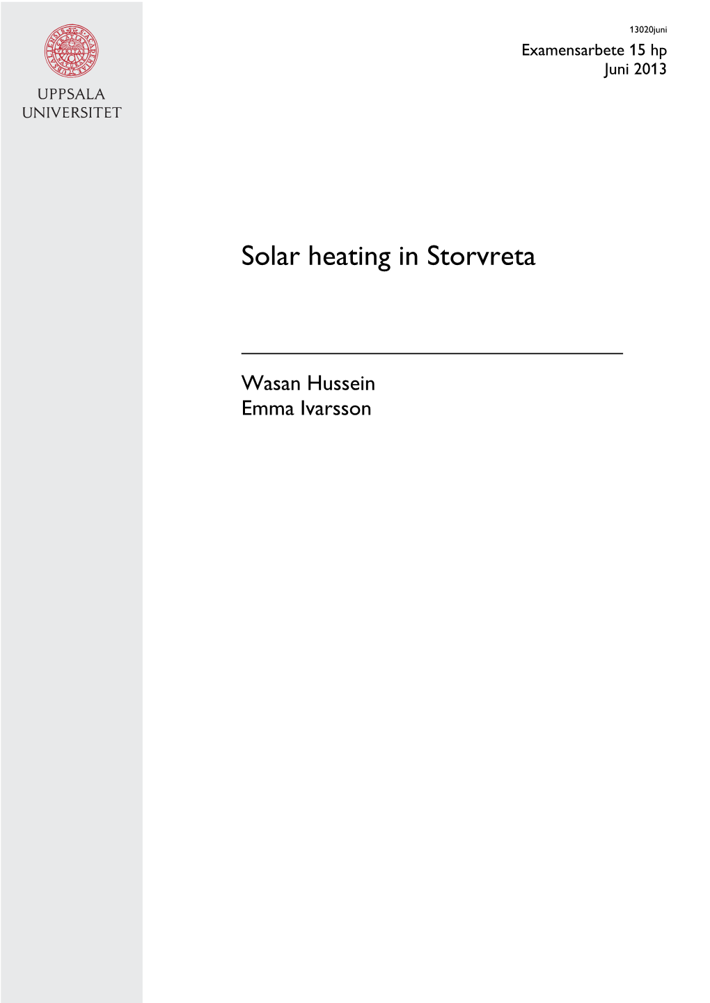 Solar Heating in Storvreta