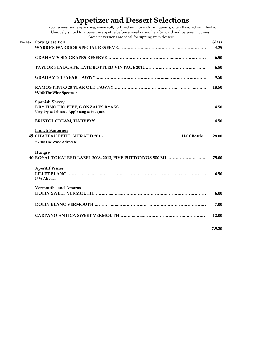 View Wine List