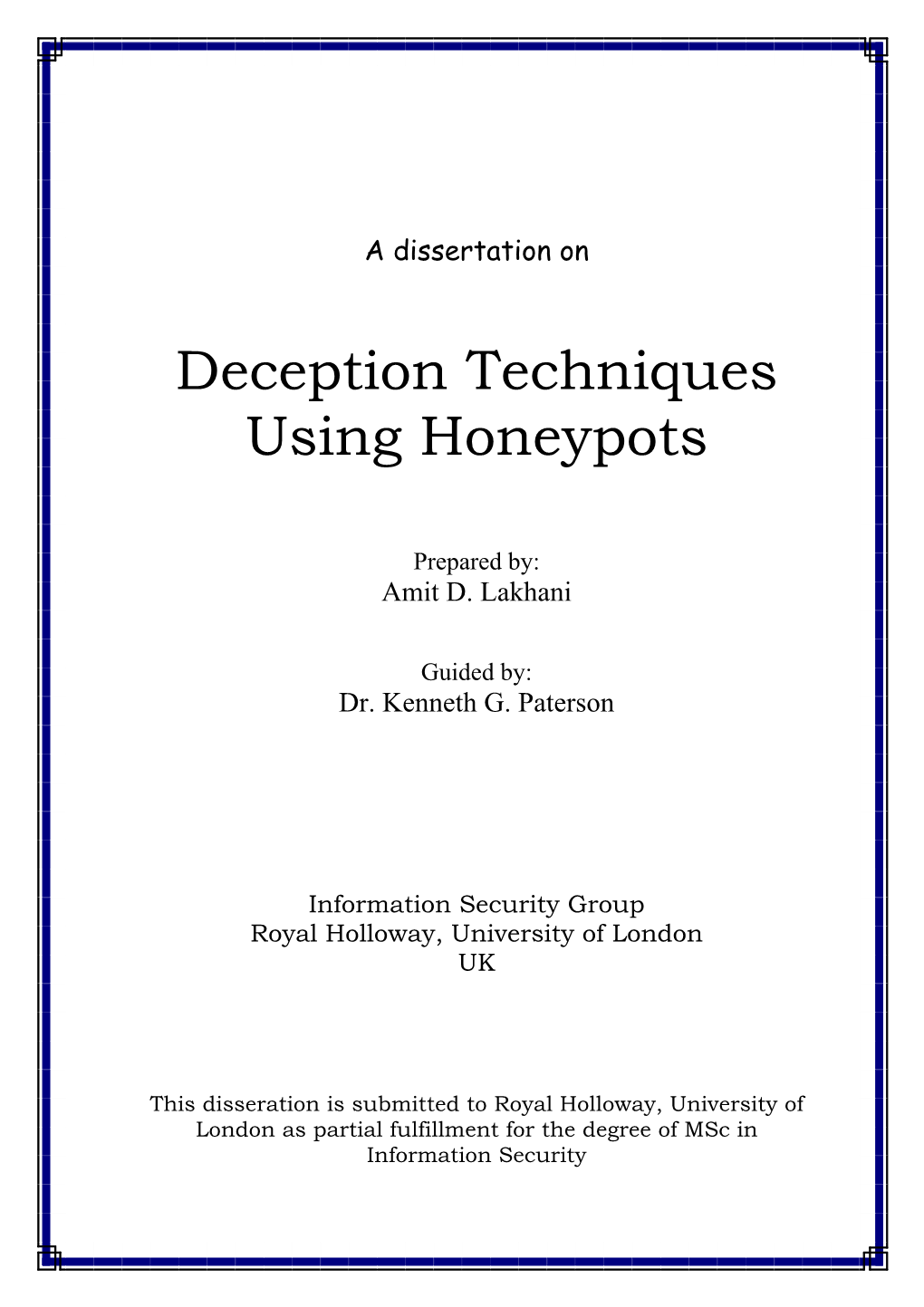 Deception Techniques Using Honeypots