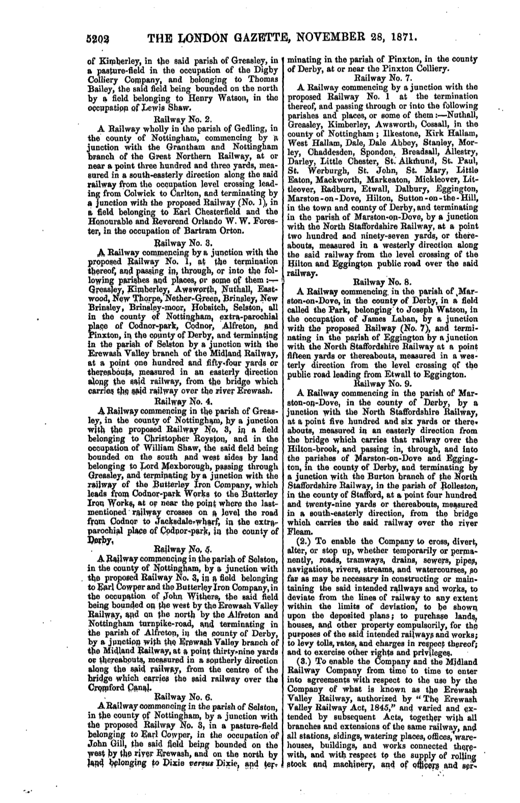 5203 the London Gazettje, November 28, 1871