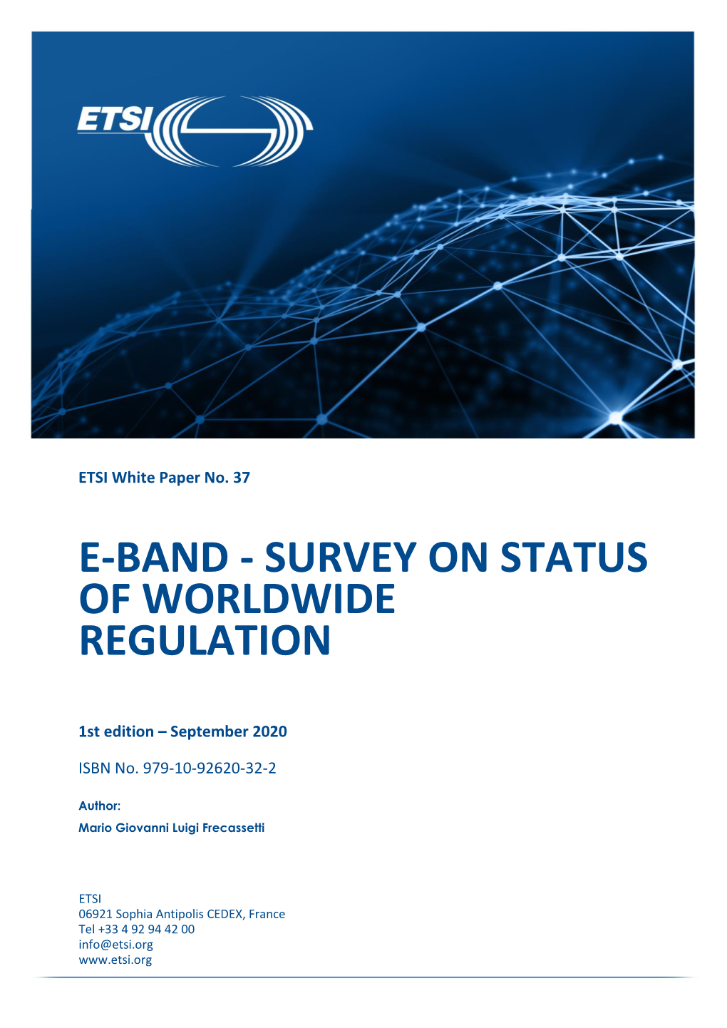 E-Band - Survey on Status of Worldwide Regulation