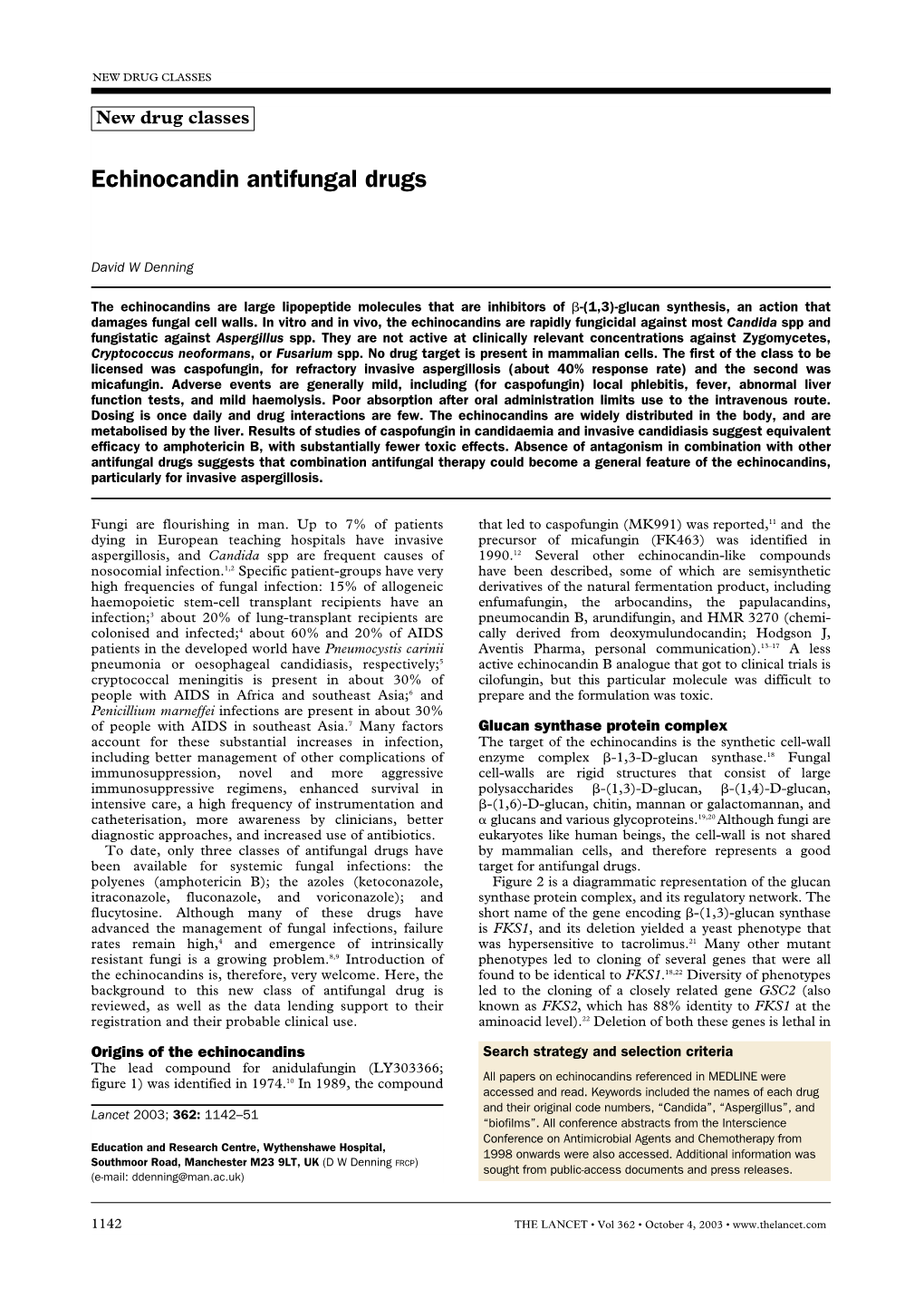 Echinocandin Antifungal Drugs