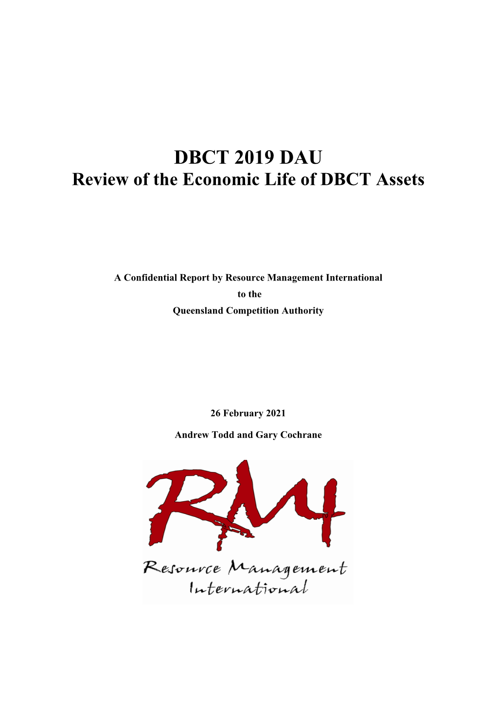 DBCT 2019 DAU Review of the Economic Life of DBCT Assets