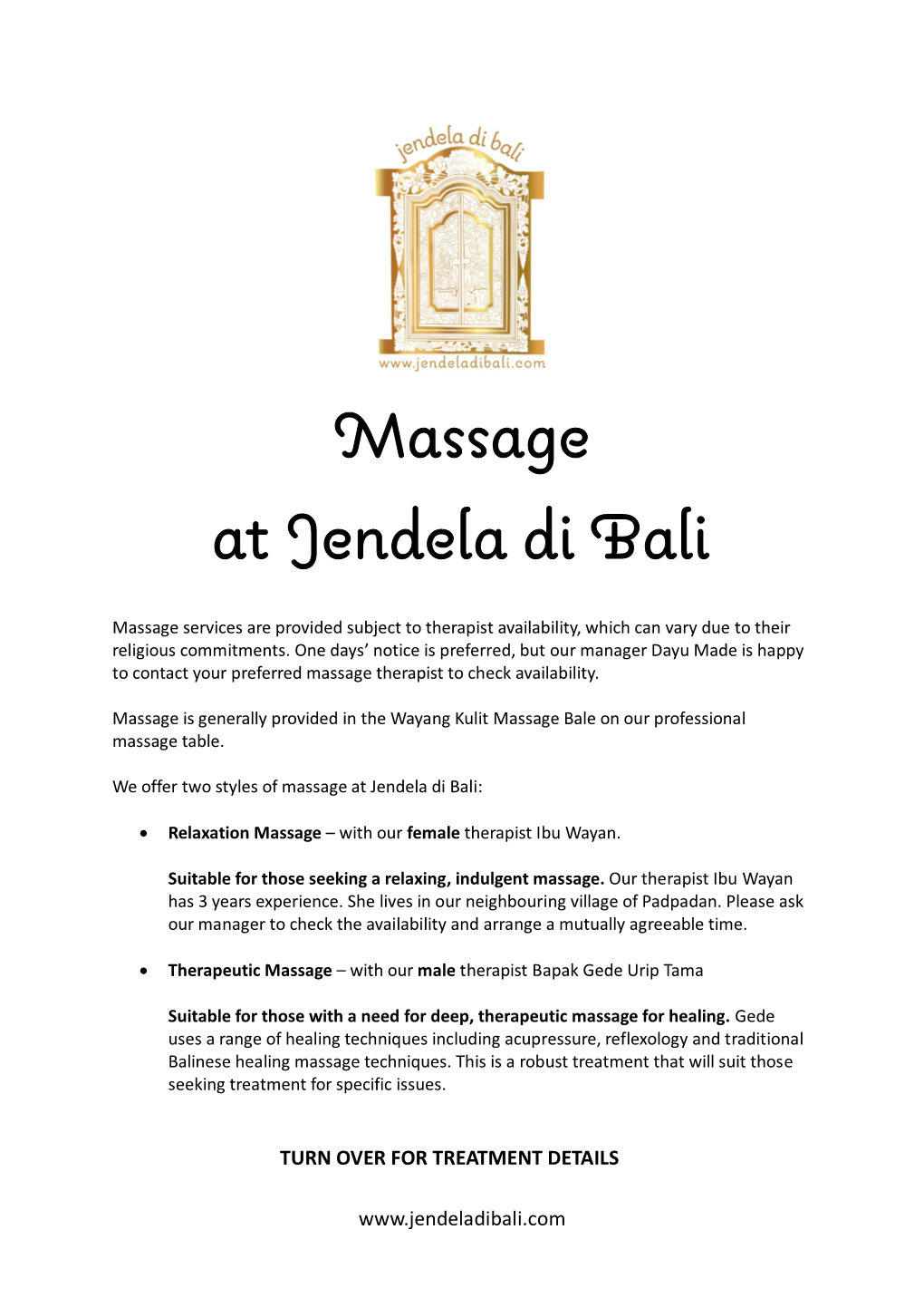 Massage at Jendela Di Bali