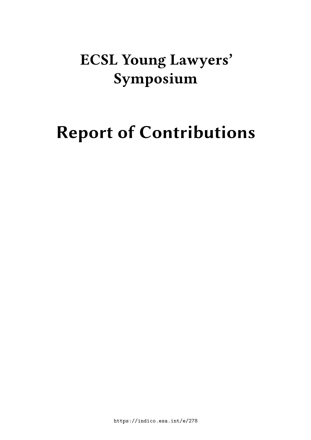 Report of Contributions