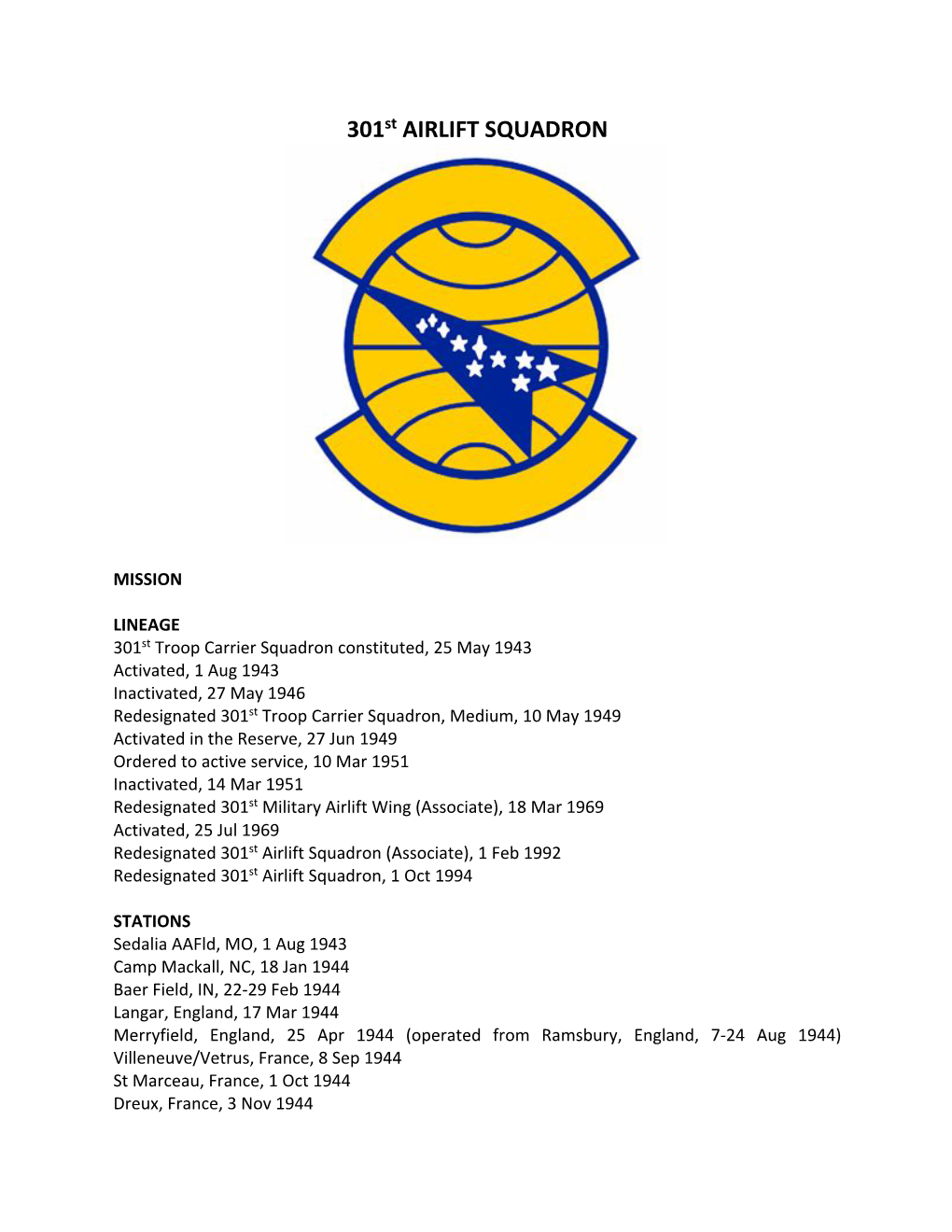 301St AIRLIFT SQUADRON